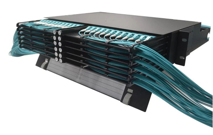 2U MPO patch panel fully loaded